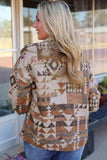 Geometric Dropped Shoulder Collared Jacket - Trendsi - Flyclothing LLC