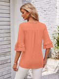 Ruffled Suqare Neck Half Sleeve Blouse - Trendsi - Flyclothing LLC