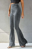 Ribbed High Waist Flare Pants - Trendsi - Flyclothing LLC