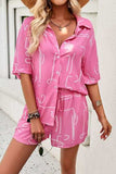 Printed Button Up Shirt and Shorts Set - Trendsi - Flyclothing LLC