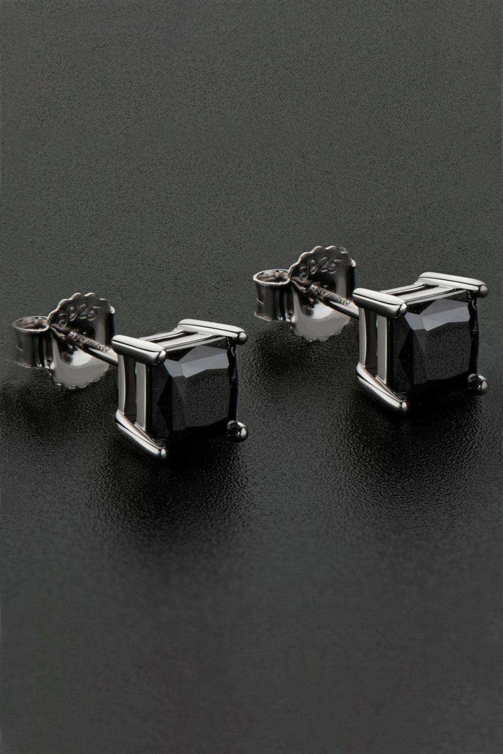 925 Sterling Silver Square Moissanite Stud Earrings - Trendsi - Flyclothing LLC