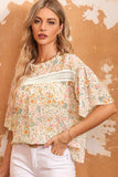 Floral Round Neck Short Sleeve Blouse - Trendsi - Flyclothing LLC