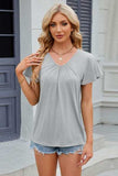 V-Neck Flutter Sleeve T-Shirt - Trendsi - Flyclothing LLC