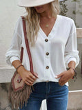 V-Neck Dropped Shoulder Blouse - Trendsi - Flyclothing LLC