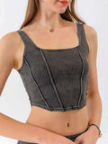 Seam Detail Cropped Denim Tank - Trendsi - Flyclothing LLC