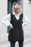 V-Neck Sleeveless Sweater Vest with Pocket - Trendsi - Flyclothing LLC