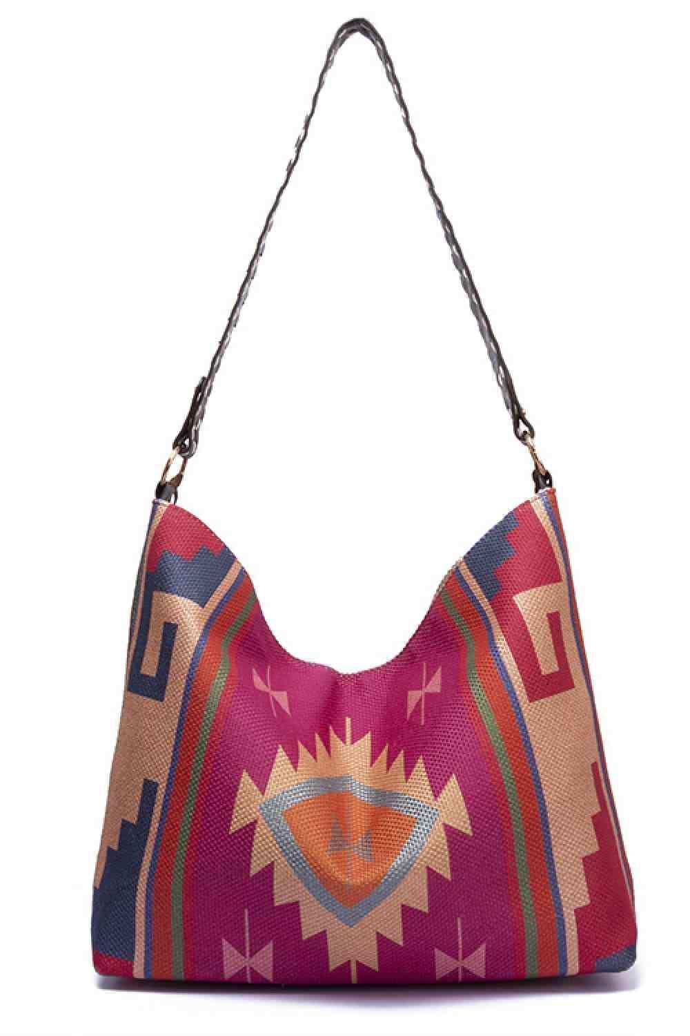 Geometric Canvas Tote Bag - Trendsi - Flyclothing LLC