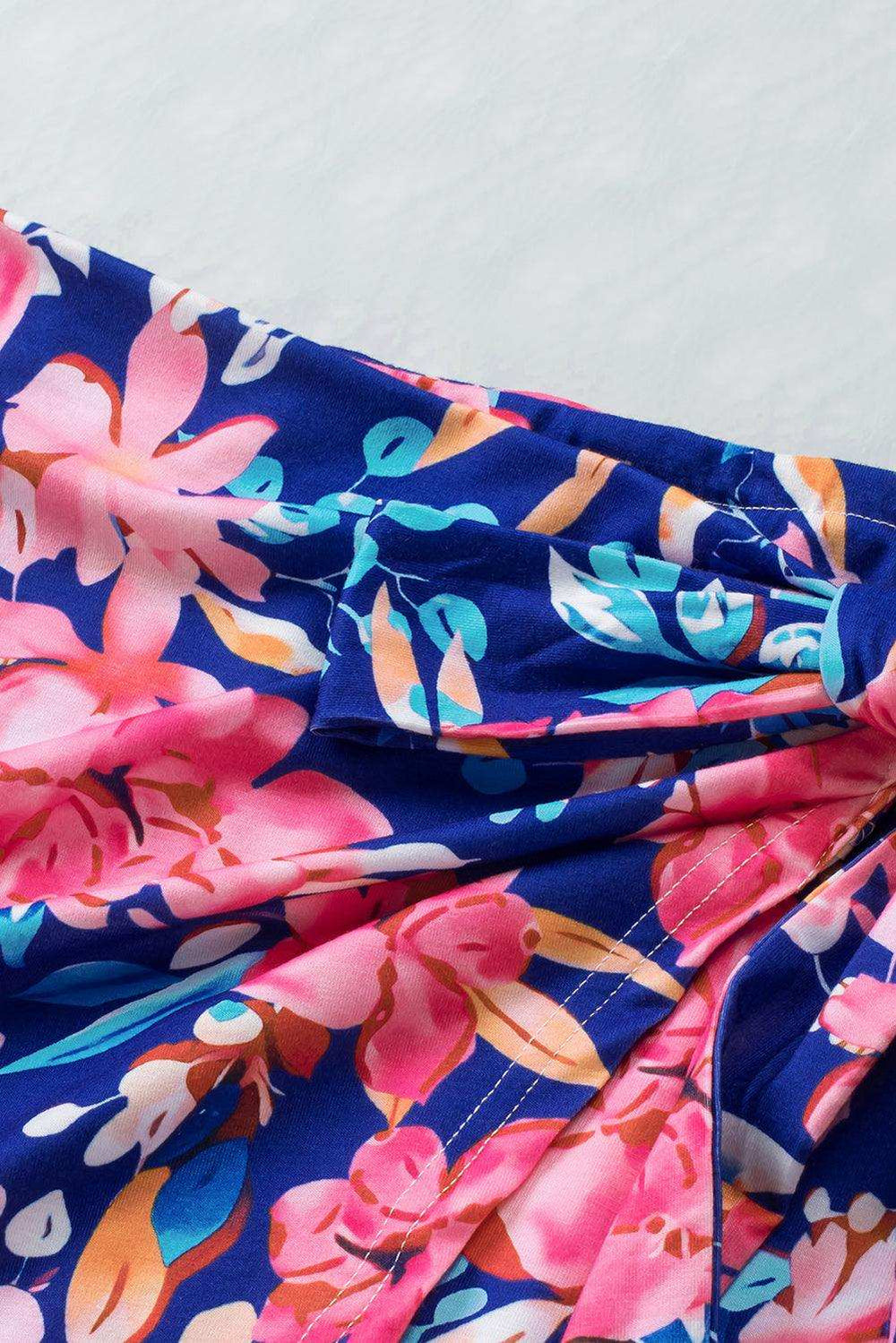 Floral Tied Mini Skirt - Trendsi - Flyclothing LLC