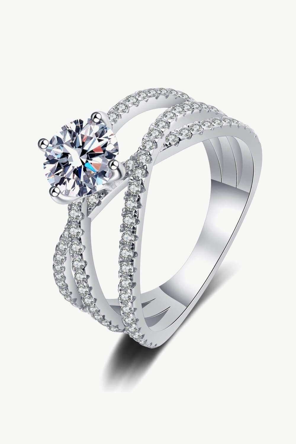 1 Carat Moissanite Crisscross Ring - Trendsi - Flyclothing LLC
