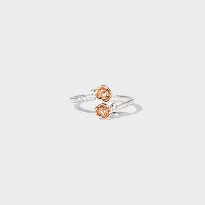 Rose Shape Inlaid Zircon Bypass Ring - Trendsi - Flyclothing LLC