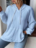 Textured Drawstring Kangaroo Pocket Hoodie - Trendsi - Flyclothing LLC