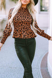 Leopard Smocked Peplum Top - Trendsi - Flyclothing LLC