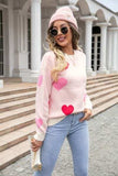 Heart Round Neck Droppped Shoulder Sweater - Trendsi - Flyclothing LLC