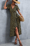 Floral Surplice Neck Tied Midi Dress - Trendsi - Flyclothing LLC