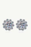1 Carat Moissanite Floral-Shaped Stud Earrings - Trendsi - Flyclothing LLC