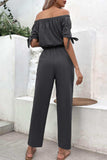 Off-Shoulder Tie Cuff Jumpsuit with Pockets - Trendsi - Flyclothing LLC