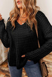 Openwork Round Neck Long Sleeve Sweater - Trendsi - Flyclothing LLC