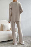 Ribbed V-Neck Top and Pants Set - Trendsi - Flyclothing LLC