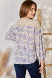 Hailey & Co Full Size Lace Detail Printed Blouse - Trendsi - Flyclothing LLC