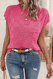 Pocketed Checkered Round Neck Knit Top - Trendsi - Flyclothing LLC