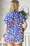 First Love Printed V-Neck Short Sleeve Blouse - Trendsi - Flyclothing LLC