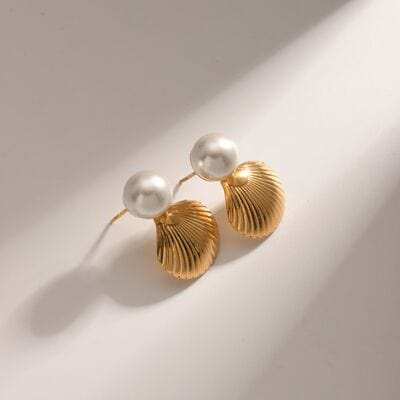 18K Gold-Plated Stainless Steel Shell Shape Earrings - Trendsi - Flyclothing LLC