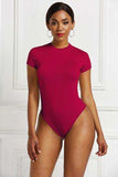 Round Neck Short Sleeve Bodysuit - Trendsi - Flyclothing LLC