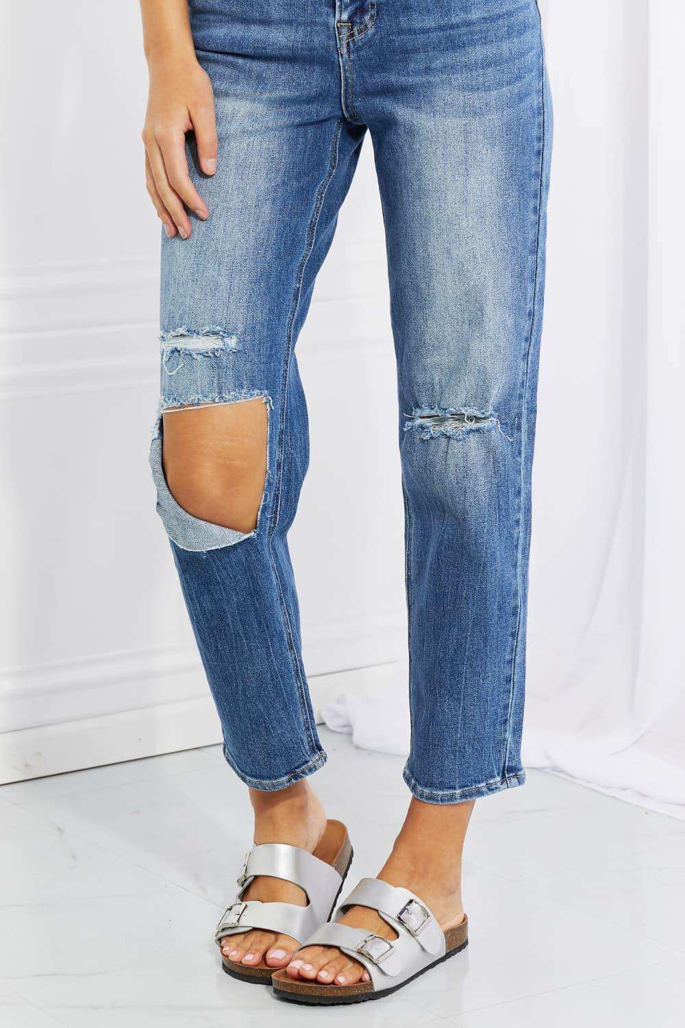 RISEN Full Size Emily High Rise Relaxed Jeans - Trendsi - Flyclothing LLC