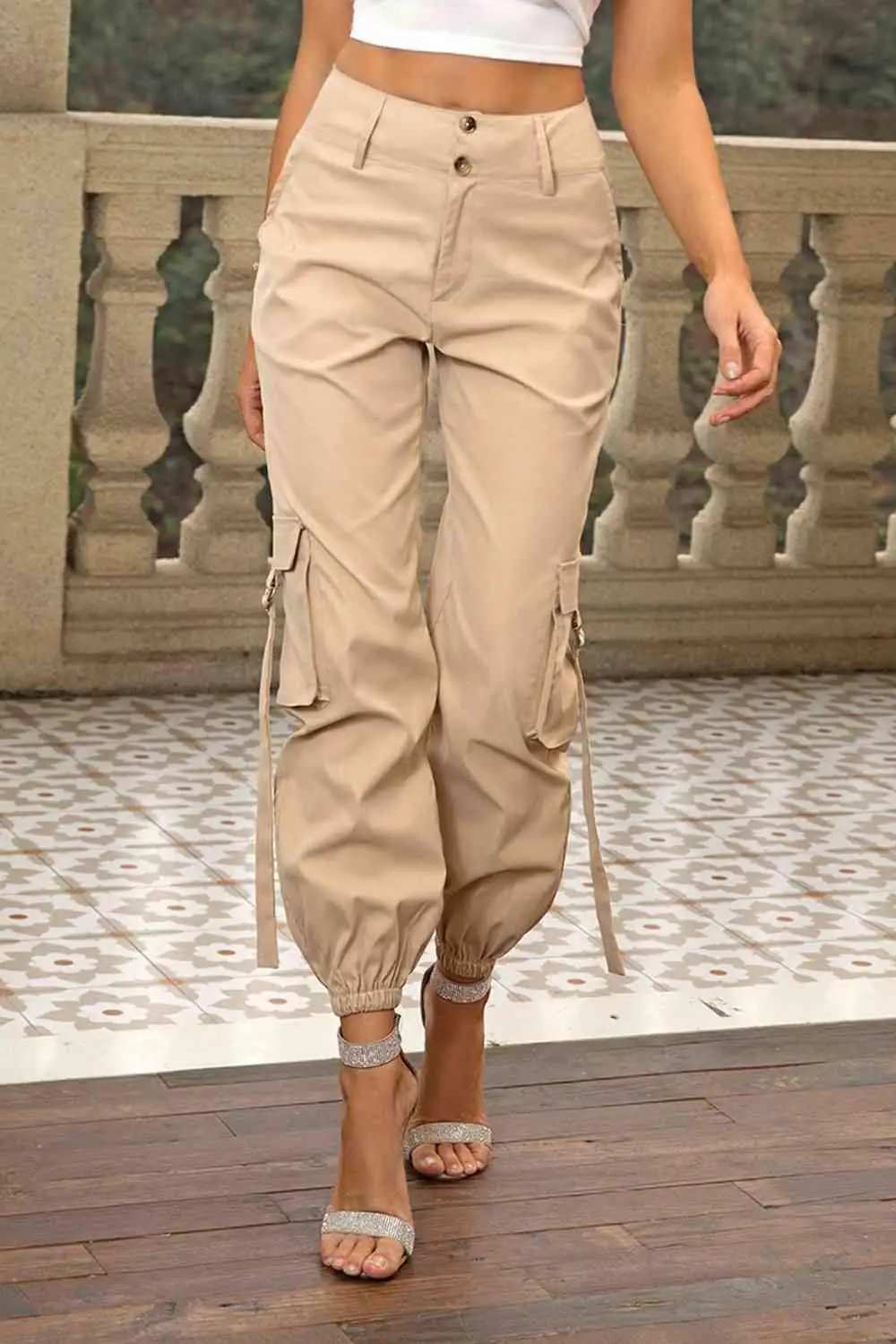 High Waist Cargo Pants - Trendsi - Flyclothing LLC