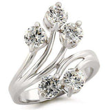 Alamode High-Polished 925 Sterling Silver Ring with AAA Grade CZ in Clear - Alamode - Flyclothing LLC