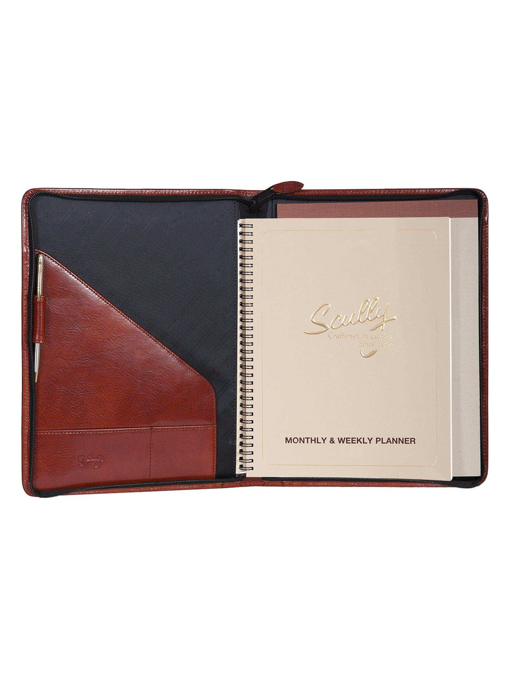 Scully COGNAC WIREBOUND ZIP LETTER PAD - Scully Leather - Flyclothing LLC