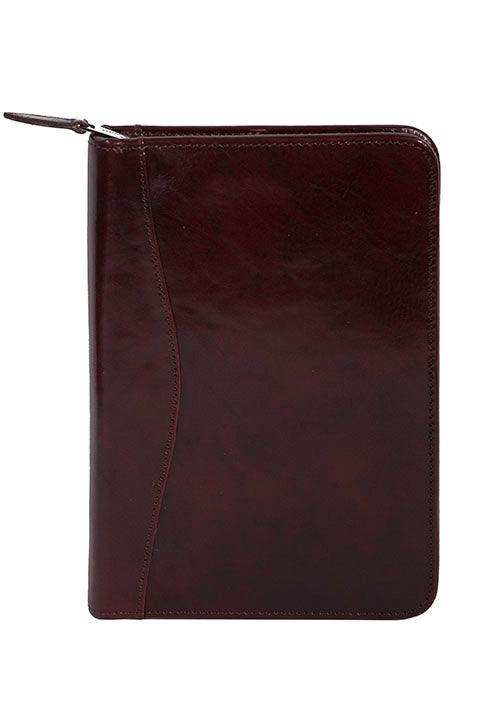 Scully Leather Mahogany Italian Leather Jr. Zip Pad Folio - Scully Leather - Flyclothing LLC