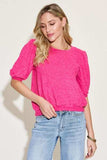 Zenana Round Neck Lantern Half Sleeve Sweater - Trendsi - Flyclothing LLC