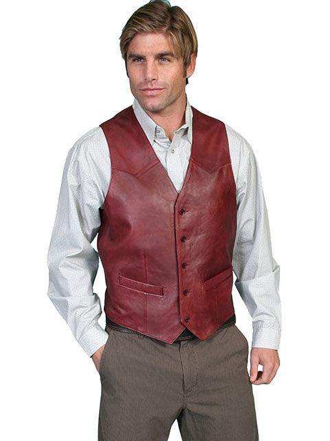 Scully BLACK CHERRY WESTERN VEST/SINGLE POINT - Scully Leather - Flyclothing LLC