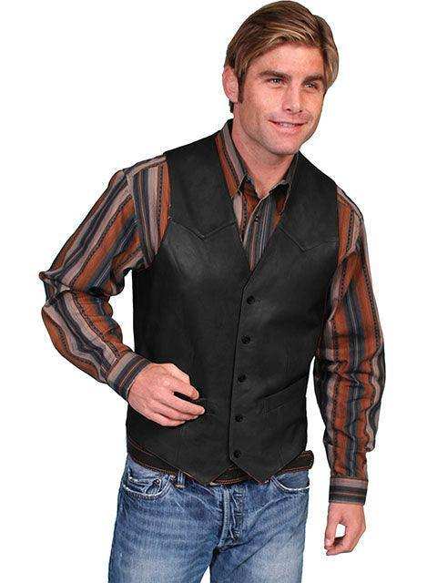 Scully BLACK WESTERN VEST/SINGLE POINT - Scully Leather - Flyclothing LLC