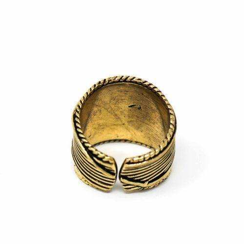 Turquoise Stone Adjustable Brass Ring - Asha Handicrafts - Flyclothing LLC