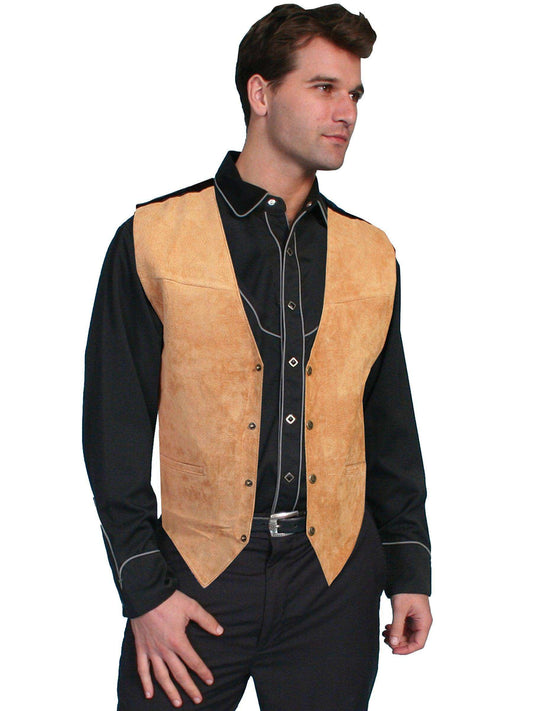 Scully BOURBON BOAR SUEDE SATIN BACK VEST - Scully Leather - Flyclothing LLC