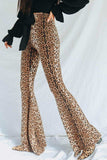 Leopard Print Flare Leg Pants - Trendsi - Flyclothing LLC