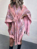 Heathered Fringe Hem Poncho - Trendsi - Flyclothing LLC