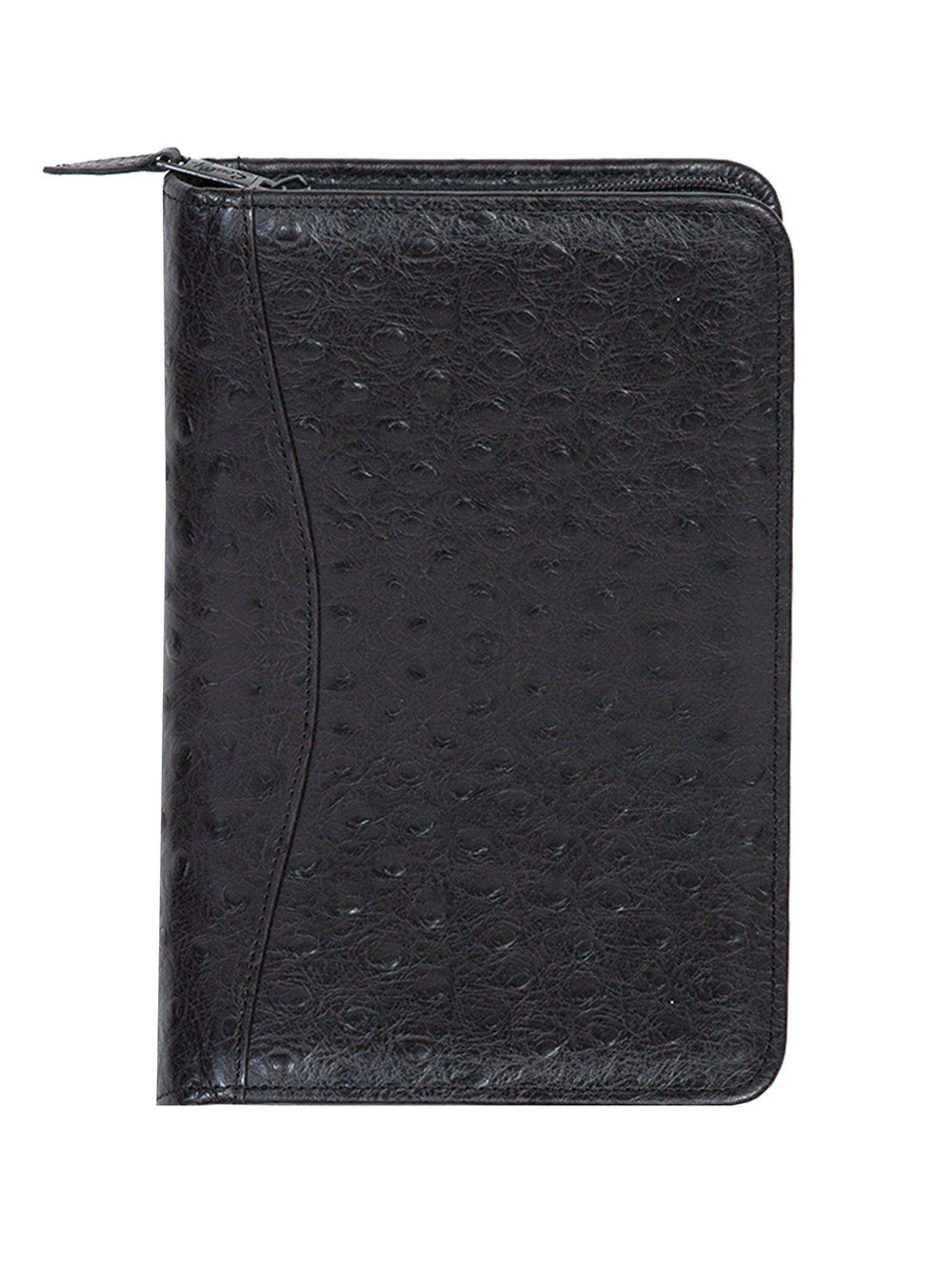 Scully Leather Black Ostrich Leather Junior Zip Padfolio - Scully Leather - Flyclothing LLC