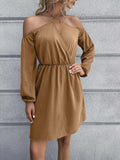 Cold-Shoulder Crisscross Mini Dress - Trendsi - Flyclothing LLC