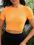 Cropped Round Neck Active Top - Trendsi - Flyclothing LLC