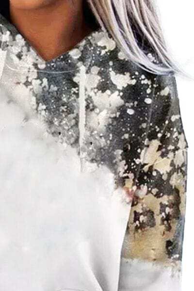 Printed Drawstring Kangaroo Pocket Hoodie - Trendsi - Flyclothing LLC