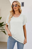 Smocked Round Neck Flutter Sleeve T-Shirt - Trendsi - Flyclothing LLC
