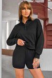 Half Button Sweatshirt and Shorts Active Set - Trendsi - Flyclothing LLC