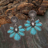 Artificial Turquoise Flower Earrings - Trendsi - Flyclothing LLC