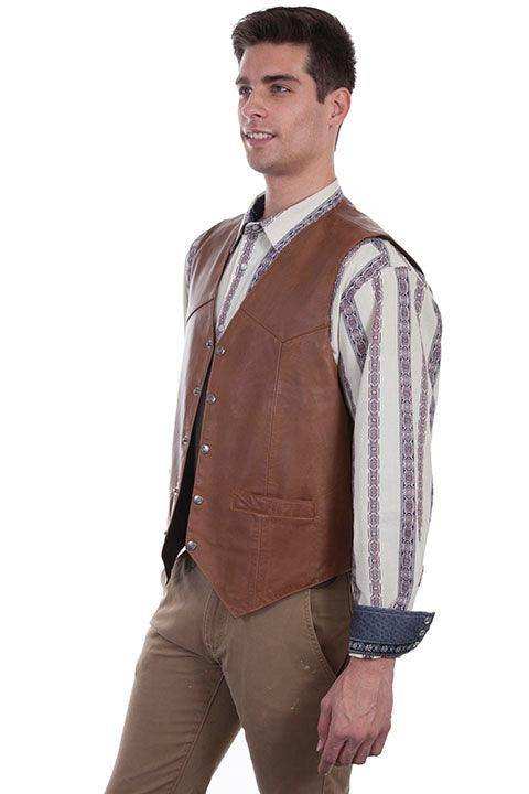 Scully SADDLE TAN SNAP FRONT VEST - Scully Leather - Flyclothing LLC