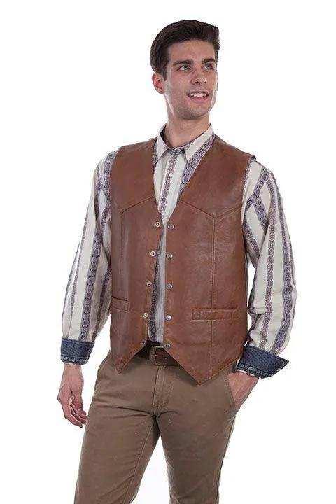 Scully SADDLE TAN SNAP FRONT VEST - Scully Leather - Flyclothing LLC