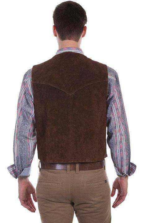 Scully BROWN CALF SUEDE SNAP FRONT VEST - Scully Leather - Flyclothing LLC