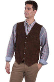 Scully BROWN CALF SUEDE SNAP FRONT VEST - Scully Leather - Flyclothing LLC